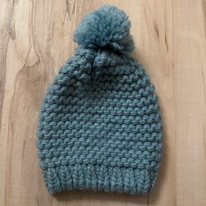 Cozy Blue Knit Pom-Pom Beanie